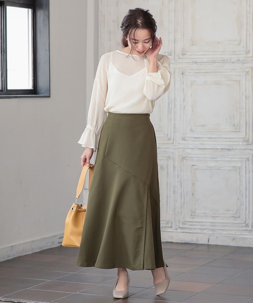 KOBE LETTUCE（コウベレタス）の「アシンメトリー切り替えマーメイドスカート（スカート・レディース・ブラック/カーキ/ブラウン系その他/イエロー・FREE）」の7枚目の写真