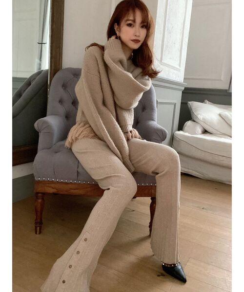 RESEXXY（リゼクシー）の「スリットリブニットパンツ（その他パンツ・レディース・ブラック/ベージュ/モカ・FREE）」の6枚目の写真