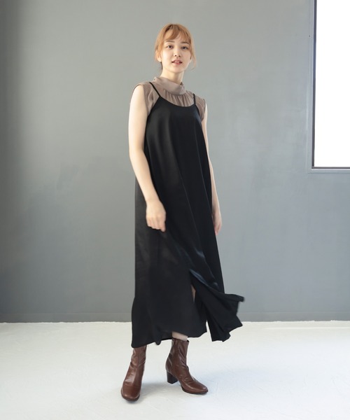 SESTO（セスト）の「革ピース×ウッドヒールのスクエアトゥストレッチフィットショートブーツ（ブーツ・レディース・ブラウン/アイボリー/ブラック・S/M/L/LL/3L）」の14枚目の写真