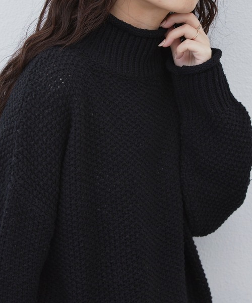 Libra Cue(リブラ キュー)の「ルーズフィットニット(ニット/セーター・レディース・ブラック/モカ/アイボリー/グリーン/ブルー・FREE)」の9枚目の写真