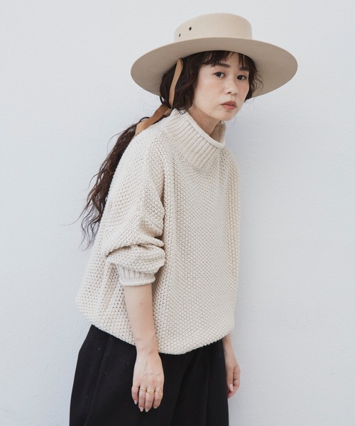 Libra Cue(リブラ キュー)の「ルーズフィットニット(ニット/セーター・レディース・ブラック/モカ/アイボリー/グリーン/ブルー・FREE)」の14枚目の写真