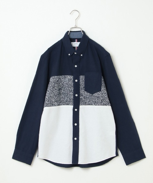 ikka(イッカ)の「ネルニット切り替えシャツ(シャツ/ブラウス・メンズ・ワイン/ネイビー/ブラウン・S/M/L/XL)」の3枚目の写真