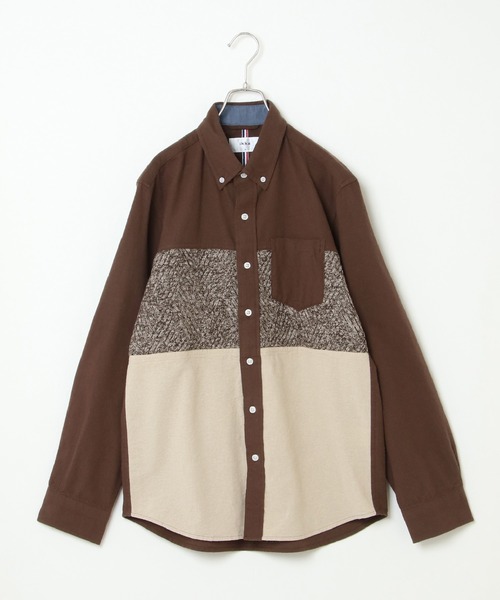 ikka(イッカ)の「ネルニット切り替えシャツ(シャツ/ブラウス・メンズ・ワイン/ネイビー/ブラウン・S/M/L/XL)」の2枚目の写真