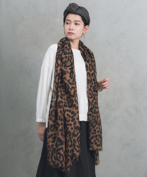 ゆ*ぺ様 ハグオーワーレオパードpt.ストール ジョンストンズJohnstonsカシミアストールレオパードハグオーワー