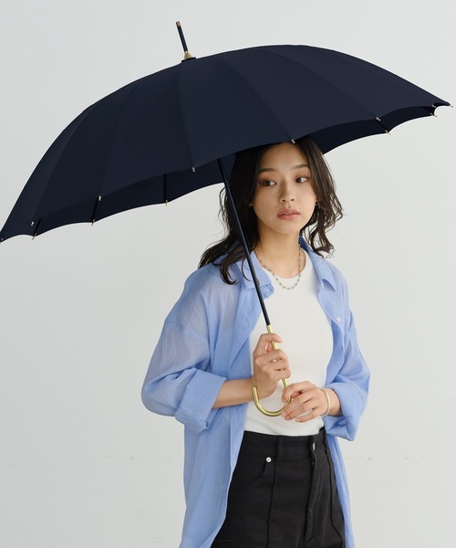 Wpc.(ダブリュピーシー)の「★16本骨ソリッド 長傘 雨傘 Wpc.(長傘・レディース・ベージュ/ネイビー/ピンク/グリーン/ブラウン/パープル/ボルドー/ミント/ブルーグレー/レッド/カーキ/イエロー/グレー/ブルー/ブラウン系その他・FREE)」の9枚目の写真