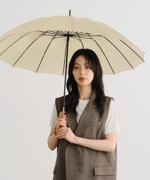 Wpc.(ダブリュピーシー)の「★16本骨ソリッド 長傘 雨傘 Wpc.(長傘・レディース・ベージュ/ネイビー/ピンク/グリーン/ブラウン/パープル/ボルドー/ミント/ブルーグレー/レッド/カーキ/イエロー/グレー/ブルー/ブラウン系その他・FREE)」の20枚目の写真