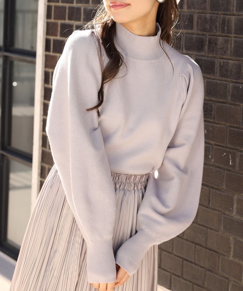 one after another NICE CLAUP（ワンアフターアナザーナイスクラップ）の「こうちくニット（ニット/セーター・レディース・ライトグレー/ベージュ/パープル/ブラウン/アイボリー・FREE）」の3枚目の写真