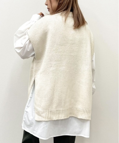 apres jour mignon(アプレジュールミニョン)の「ニットベスト+バンドカラーシャツセット【ZOZOTOWN限定アイテム】(ニット/セーター・レディース・アイボリー/ライトベージュ/グレイッシュベージュ・X-LARGE/フリー)」の7枚目の写真