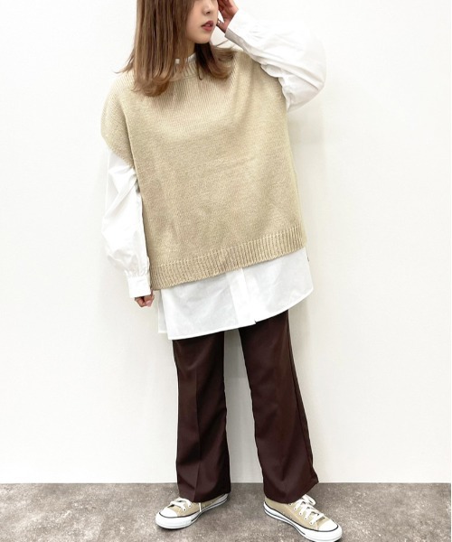 apres jour mignon(アプレジュールミニョン)の「ニットベスト+バンドカラーシャツセット【ZOZOTOWN限定アイテム】(ニット/セーター・レディース・アイボリー/ライトベージュ/グレイッシュベージュ・X-LARGE/フリー)」の12枚目の写真