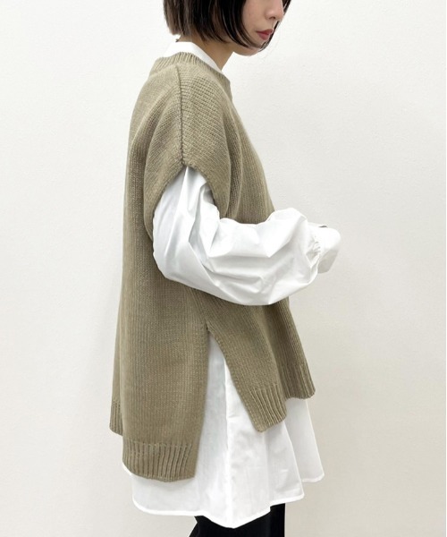 apres jour mignon(アプレジュールミニョン)の「ニットベスト+バンドカラーシャツセット【ZOZOTOWN限定アイテム】(ニット/セーター・レディース・アイボリー/ライトベージュ/グレイッシュベージュ・X-LARGE/フリー)」の16枚目の写真