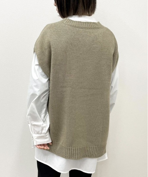 apres jour mignon(アプレジュールミニョン)の「ニットベスト+バンドカラーシャツセット【ZOZOTOWN限定アイテム】(ニット/セーター・レディース・アイボリー/ライトベージュ/グレイッシュベージュ・X-LARGE/フリー)」の9枚目の写真