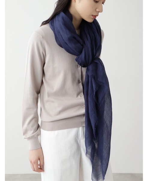 human woman（ヒューマンウーマン）の「◆オリジナルリネンストール（ストール/ショール・レディース・ネイビー/イエロー/ベージュ・ﾌﾘ-）」の2枚目の写真