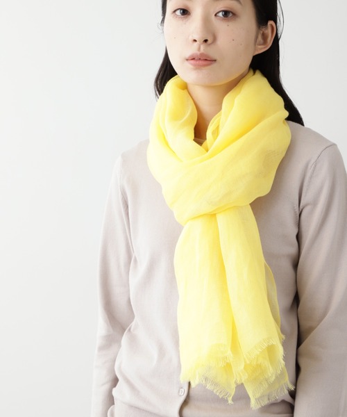 human woman（ヒューマンウーマン）の「◆オリジナルリネンストール（ストール/ショール・レディース・ネイビー/イエロー/ベージュ・ﾌﾘ-）」の3枚目の写真
