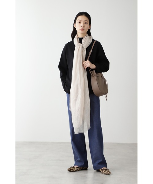 human woman（ヒューマンウーマン）の「◆オリジナルリネンストール（ストール/ショール・レディース・ネイビー/イエロー/ベージュ・ﾌﾘ-）」の6枚目の写真