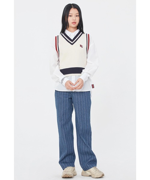 ROMANTIC CROWN（ロマンティッククラウン）の「『ROMANTIC CROWN/ロマンティッククラウン』WOMAN LINING KNIT VEST/ライニングニットベスト (レディースアイテム)（ベスト・レディース・ネイビー/アイボリー・M）」の3枚目の写真