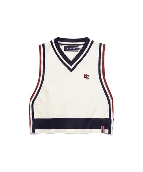 ROMANTIC CROWN（ロマンティッククラウン）の「『ROMANTIC CROWN/ロマンティッククラウン』WOMAN LINING KNIT VEST/ライニングニットベスト (レディースアイテム)（ベスト・レディース・ネイビー/アイボリー・M）」の9枚目の写真