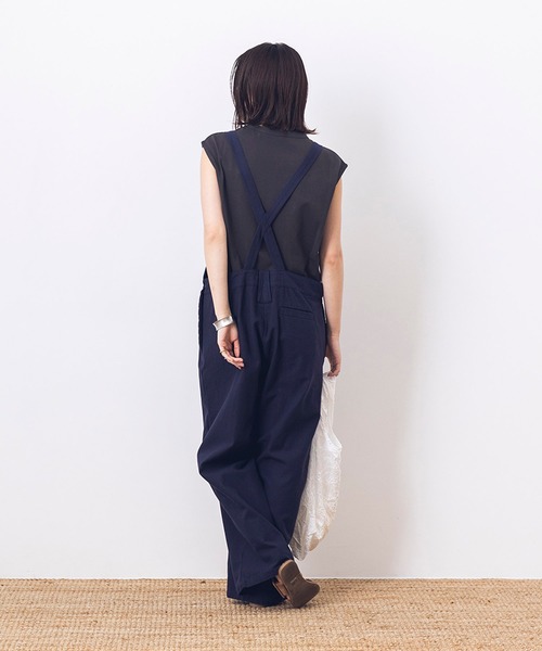 khakito（カーキト）の「綿100% フランス軍 サロペット（サロペット/オーバーオール・レディース・ベージュ/ネイビー/オフホワイト・FREE）」の6枚目の写真