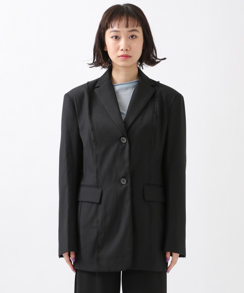 ROCKET x LUNCH（ロケットアンドランチ）の「ROCKET×LUNCH／RAWカットジャケット　2932525（テーラードジャケット・レディース・ブラック/グレー・SMALL）」の9枚目の写真