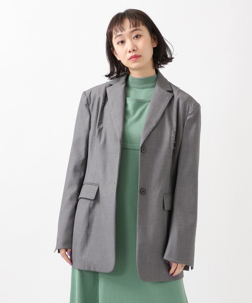 ROCKET x LUNCH（ロケットアンドランチ）の「ROCKET×LUNCH／RAWカットジャケット　2932525（テーラードジャケット・レディース・ブラック/グレー・SMALL）」の14枚目の写真