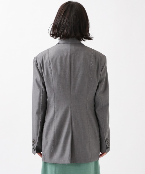 ROCKET x LUNCH（ロケットアンドランチ）の「ROCKET×LUNCH／RAWカットジャケット　2932525（テーラードジャケット・レディース・ブラック/グレー・SMALL）」の7枚目の写真