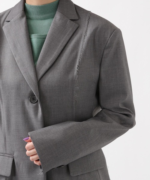 ROCKET x LUNCH（ロケットアンドランチ）の「ROCKET×LUNCH／RAWカットジャケット　2932525（テーラードジャケット・レディース・ブラック/グレー・SMALL）」の13枚目の写真