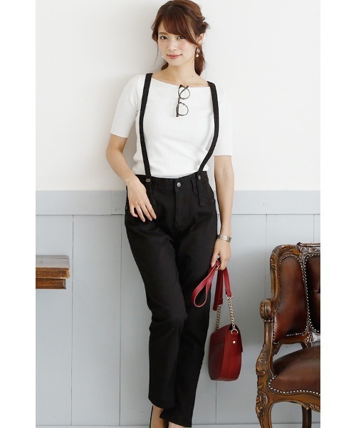 ElegChic(エレグシック)の「サスペンダースリムストレートパンツ(チノパンツ・レディース・ブラック/ベージュ/カーキ・L/XL/4L/XXL/M)」の2枚目の写真