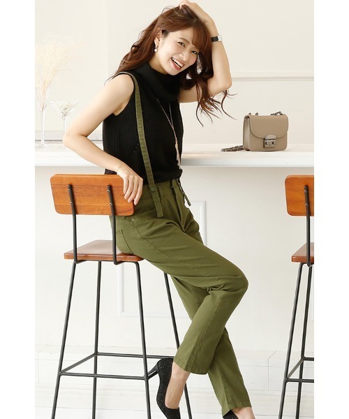 ElegChic(エレグシック)の「サスペンダースリムストレートパンツ(チノパンツ・レディース・ブラック/ベージュ/カーキ・L/XL/4L/XXL/M)」の5枚目の写真