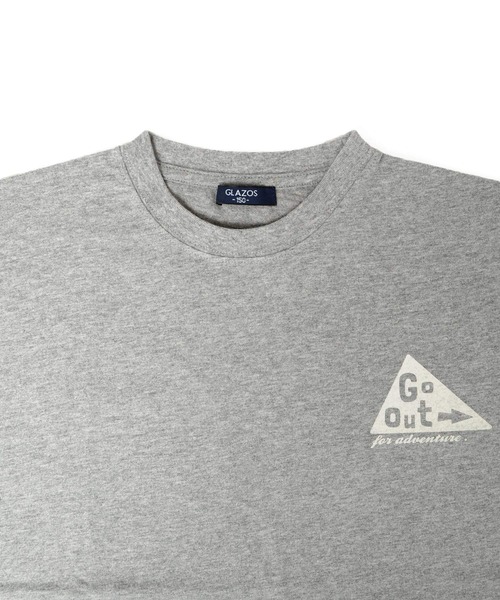 GLAZOS（グラソス）の「ソフト天竺・ドロップショルダーアウトドアロゴプリントレイヤード半袖Tシャツ（Tシャツ/カットソー・キッズ・グレー/グリーン/イエロー・130cm/160cm/170cm/150cm/140cm）」の18枚目の写真