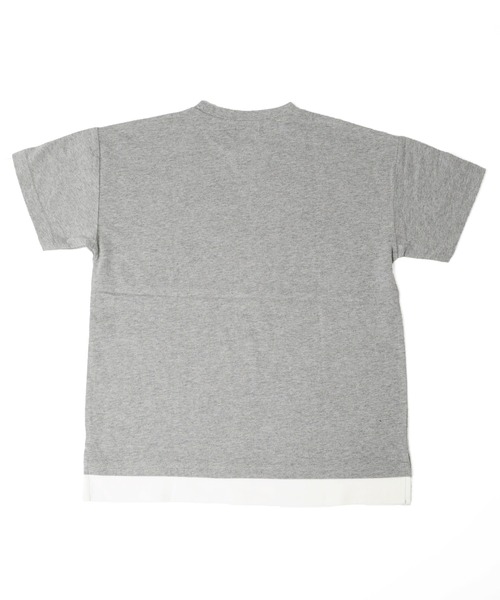 GLAZOS（グラソス）の「ソフト天竺・ドロップショルダーアウトドアロゴプリントレイヤード半袖Tシャツ（Tシャツ/カットソー・キッズ・グレー/グリーン/イエロー・130cm/160cm/170cm/150cm/140cm）」の6枚目の写真