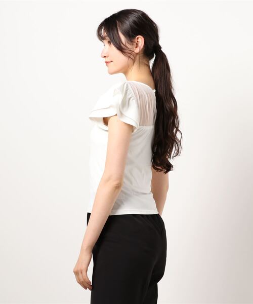 MIIA（ミーア）の「シアープリーツトップス（Tシャツ/カットソー・レディース・ブラック/オフホワイト/ブルー・FREE）」の7枚目の写真