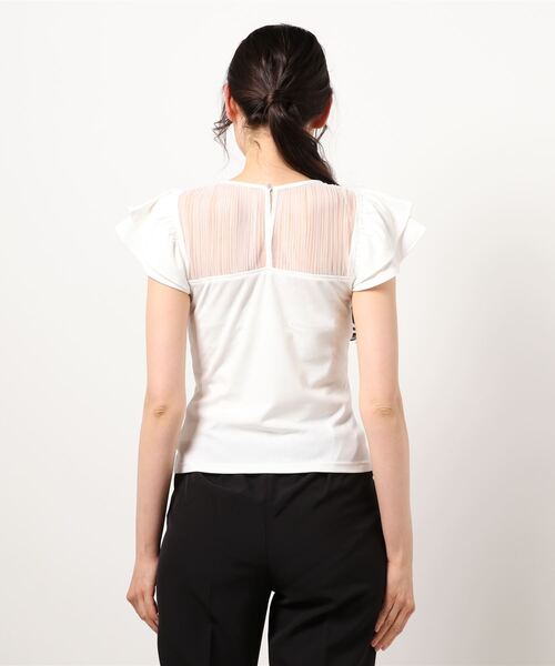 MIIA（ミーア）の「シアープリーツトップス（Tシャツ/カットソー・レディース・ブラック/オフホワイト/ブルー・FREE）」の5枚目の写真