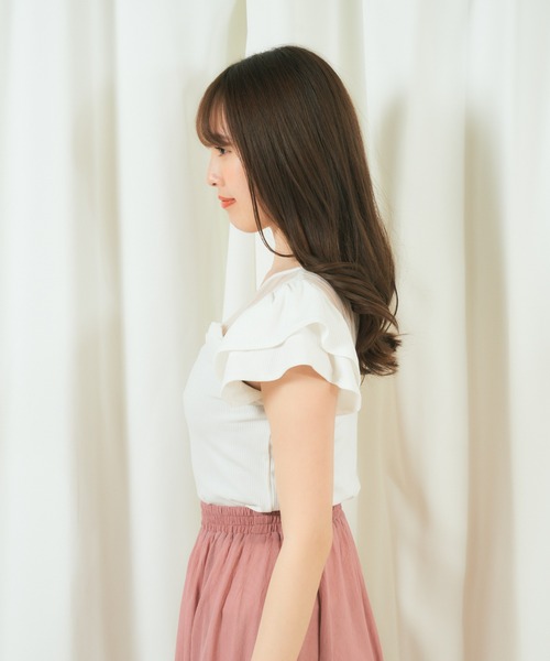 MIIA（ミーア）の「シアープリーツトップス（Tシャツ/カットソー・レディース・ブラック/オフホワイト/ブルー・FREE）」の10枚目の写真