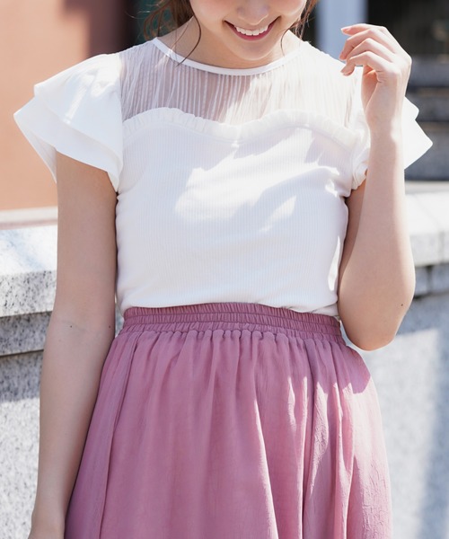 MIIA（ミーア）の「シアープリーツトップス（Tシャツ/カットソー・レディース・ブラック/オフホワイト/ブルー・FREE）」の8枚目の写真