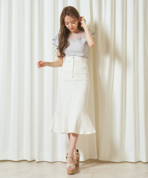 MIIA（ミーア）の「シアープリーツトップス（Tシャツ/カットソー・レディース・ブラック/オフホワイト/ブルー・FREE）」の20枚目の写真