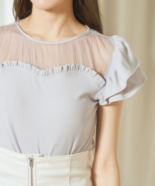 MIIA（ミーア）の「シアープリーツトップス（Tシャツ/カットソー・レディース・ブラック/オフホワイト/ブルー・FREE）」の21枚目の写真