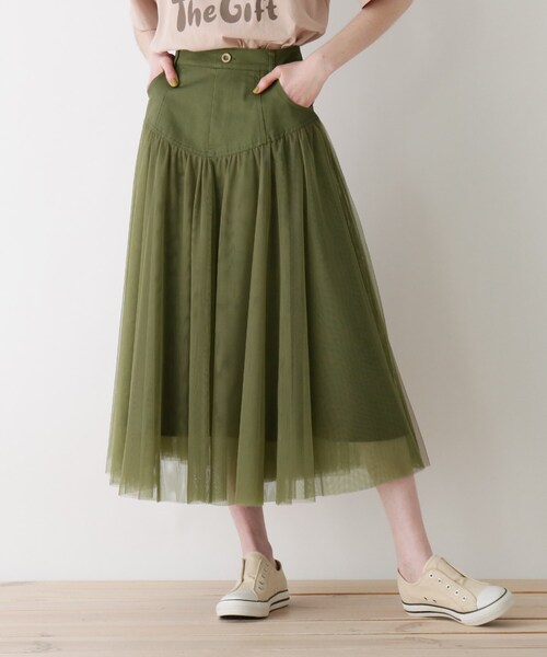 Cutie Blonde（キューティーブロンド）の「◆【S-L】チュールドッキングスカート（スカート・レディース・アイボリー/ブラック/カーキ・02/01/03）」の3枚目の写真