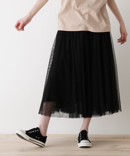 Cutie Blonde（キューティーブロンド）の「◆【S-L】チュールドッキングスカート（スカート・レディース・アイボリー/ブラック/カーキ・02/01/03）」の2枚目の写真