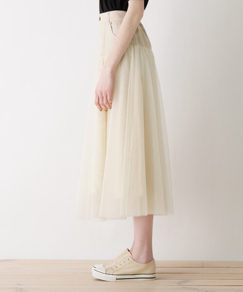 Cutie Blonde（キューティーブロンド）の「◆【S-L】チュールドッキングスカート（スカート・レディース・アイボリー/ブラック/カーキ・02/01/03）」の5枚目の写真