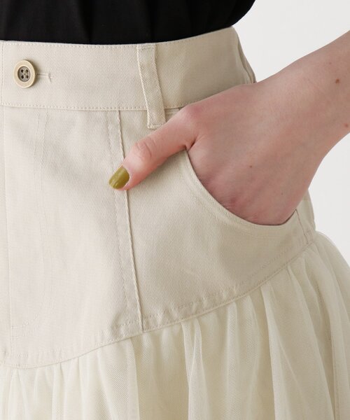 Cutie Blonde（キューティーブロンド）の「◆【S-L】チュールドッキングスカート（スカート・レディース・アイボリー/ブラック/カーキ・02/01/03）」の7枚目の写真