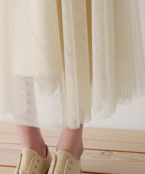 Cutie Blonde（キューティーブロンド）の「◆【S-L】チュールドッキングスカート（スカート・レディース・アイボリー/ブラック/カーキ・02/01/03）」の8枚目の写真