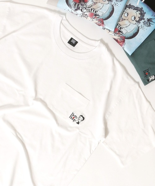 Boop Boop ベティ ブープ のファッション Boop アニメ アニメ セール トップス ベティブープ ワンポイントポケット付 Betty バックプリントｔシャツ Tシャツ カットソー Betty