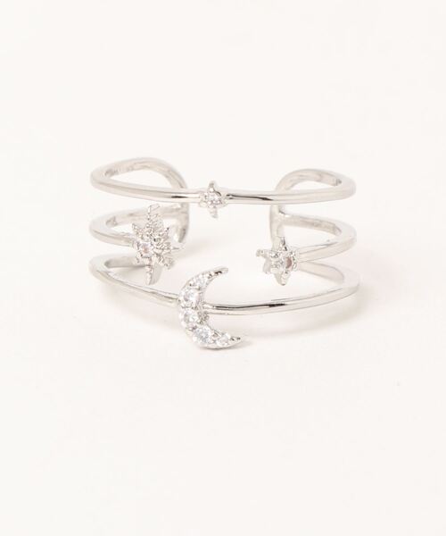 Three Four Time(スリーフォータイム)の「星月3連風フリーリング(リング・レディース・シルバー/ゴールド/ピンクゴールド・FREE)」の5枚目の写真