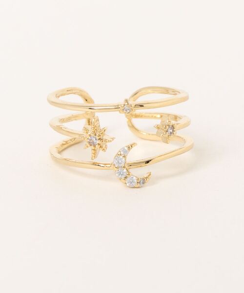 Three Four Time(スリーフォータイム)の「星月3連風フリーリング(リング・レディース・シルバー/ゴールド/ピンクゴールド・FREE)」の6枚目の写真