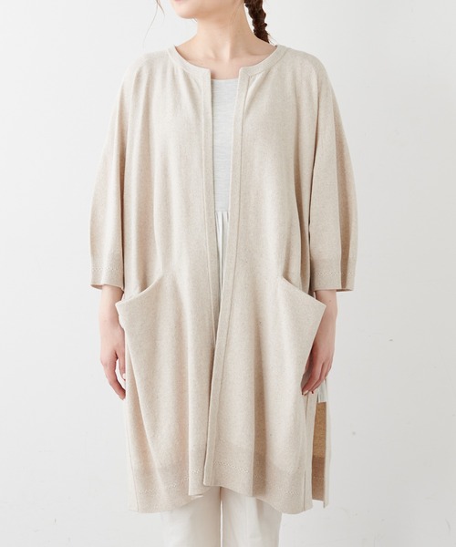 PUAL CE CIN（ピュアルセシン）の「7分袖プレーティングロングカーディガン（カーディガン/ボレロ・レディース・グレー/ベージュ・FREE）」の19枚目の写真