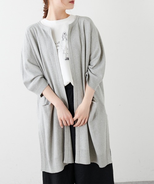 PUAL CE CIN（ピュアルセシン）の「7分袖プレーティングロングカーディガン（カーディガン/ボレロ・レディース・グレー/ベージュ・FREE）」の10枚目の写真