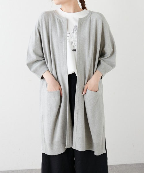 PUAL CE CIN（ピュアルセシン）の「7分袖プレーティングロングカーディガン（カーディガン/ボレロ・レディース・グレー/ベージュ・FREE）」の11枚目の写真