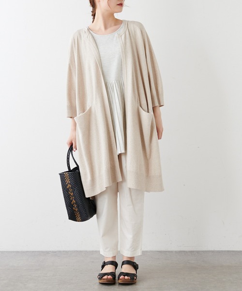 PUAL CE CIN（ピュアルセシン）の「7分袖プレーティングロングカーディガン（カーディガン/ボレロ・レディース・グレー/ベージュ・FREE）」の7枚目の写真