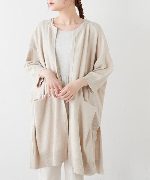 PUAL CE CIN（ピュアルセシン）の「7分袖プレーティングロングカーディガン（カーディガン/ボレロ・レディース・グレー/ベージュ・FREE）」の4枚目の写真