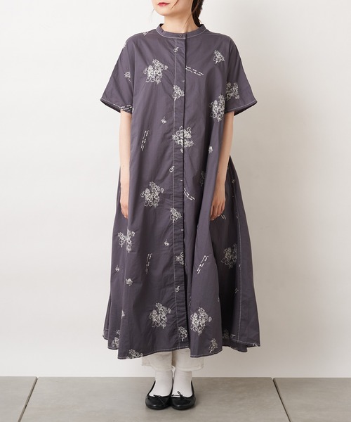 ピュアルセシン pual ce cin 花柄ワンピース ロングシャツ