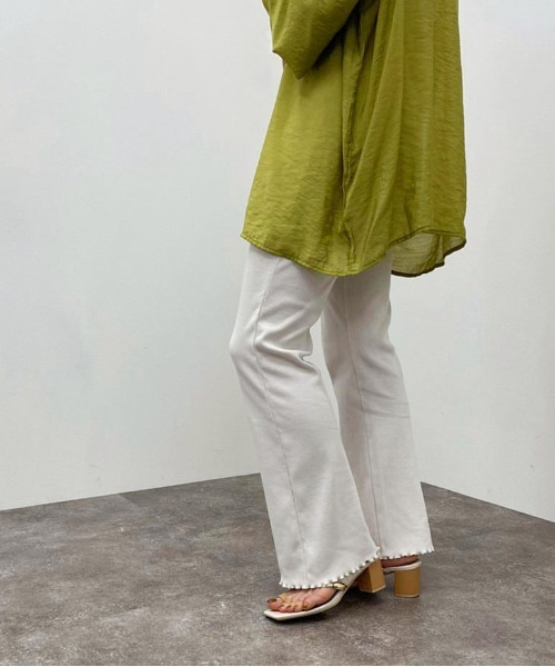 apres jour mignon（アプレジュールミニョン）の「カラーリブフレアパンツ 【ZOZOTOWN限定アイテム】（その他パンツ・レディース・グリーン/アイボリー/ピンク/オレンジ・MEDIUM/SMALL/X-LARGE）」の9枚目の写真